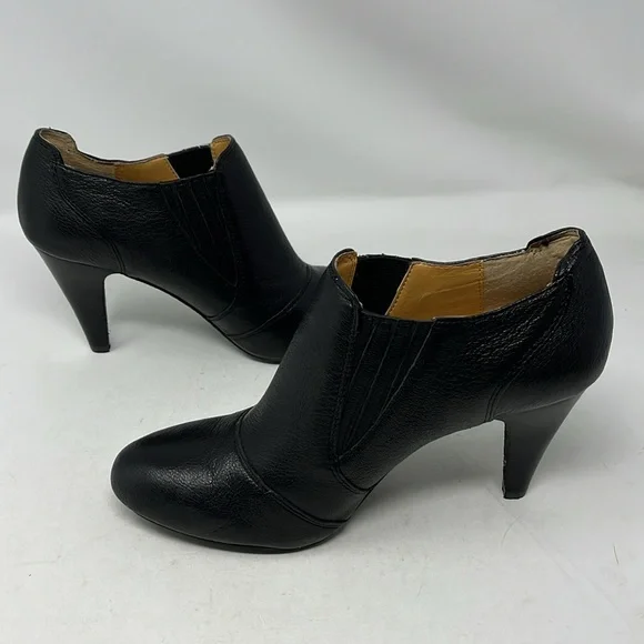 AUDREY BROOK AVIGNON SLIP ON BLACK SHOE BOOTIE HEEL LEATHER UPPER SIZE 7.5 - Picture 6 of 13